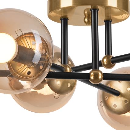 Anbauleuchte MALENA 6xE14/5W/230V golden/schwarz/rauchig beige