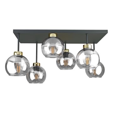 Anbauleuchte NESSA 6xE27/60W/230V schwarz/golden/klar