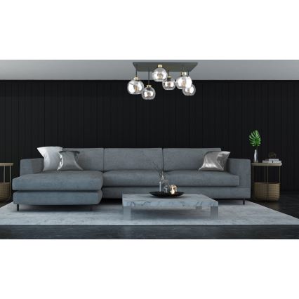 Anbauleuchte NESSA 6xE27/60W/230V schwarz/golden/klar