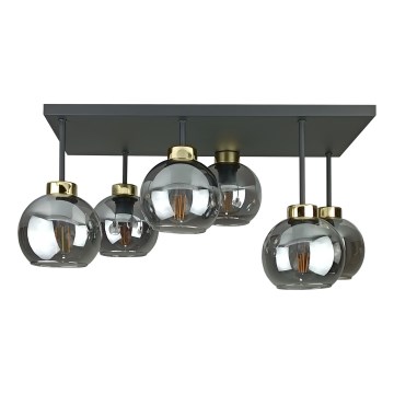 Anbauleuchte NESSA 6xE27/60W/230V schwarz/golden/rauchig schwarz