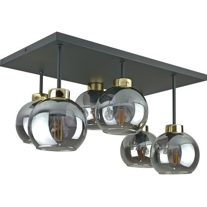 Anbauleuchte NESSA 6xE27/60W/230V schwarz/golden/rauchig schwarz