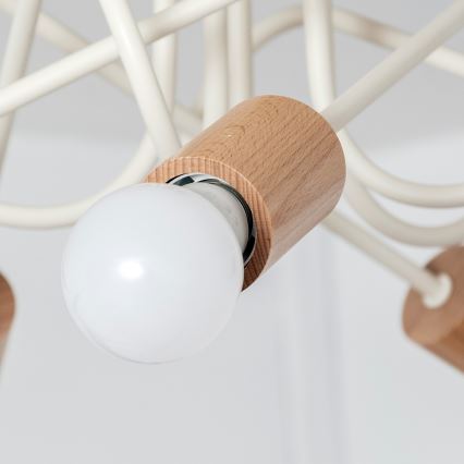 Anbauleuchte OXFORD 5xE27/15W/230V Kiefer/Creme