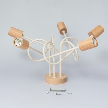 Anbauleuchte OXFORD 5xE27/15W/230V Kiefer/Creme