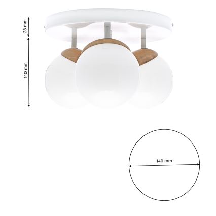 Anbauleuchter SFERA WOOD 3xE14/40W/230V