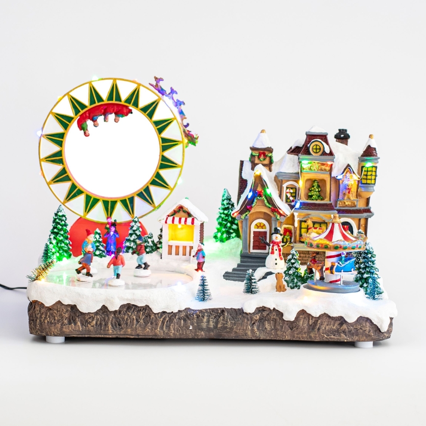 Animierte LED-RGB-Weihnachtsdekoration mit Musik 30xLED/1,5W/230V verschneites Dorf