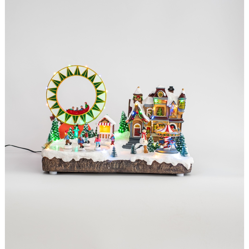 Animierte LED-RGB-Weihnachtsdekoration mit Musik 30xLED/1,5W/230V verschneites Dorf