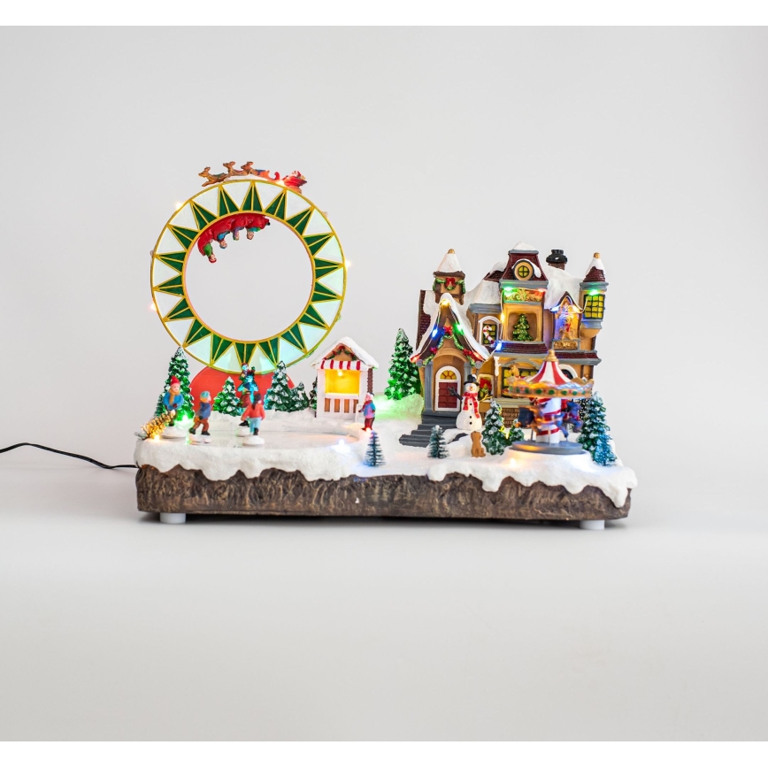 Animierte LED-RGB-Weihnachtsdekoration mit Musik 30xLED/1,5W/230V verschneites Dorf