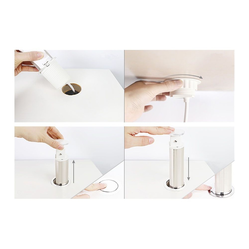 Anschließbare Steckdosen-Säule zur Montage in der Tischplatte, 3×230 V