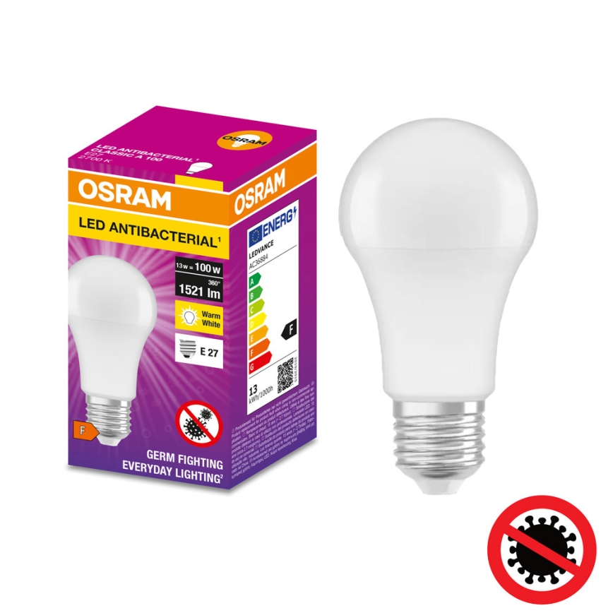 Antibakterielle LED-Glühbirne A100 E27/13W/230V 2700K - Osram