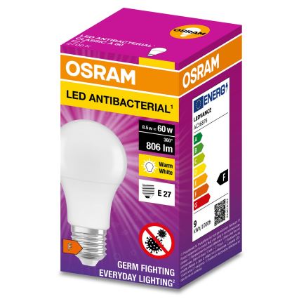 Antibakterielle LED-Glühbirne A60 E27/8,5W/230V 2700K - Osram