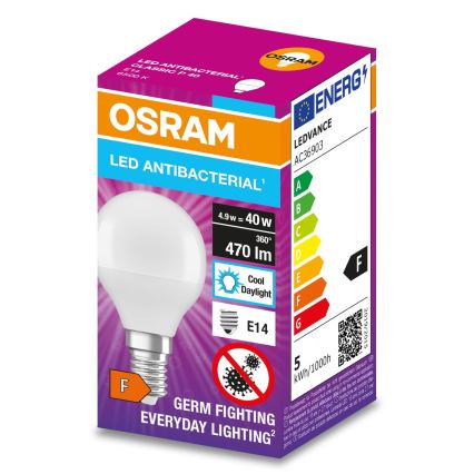 Antibakterielle LED-Glühbirne P40 E14/4,9W/230V 6500K - Osram