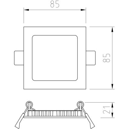 APLED - LED-Badezimmer-Einbauleuchte SQUARE LED/3W/230V IP41 85x85 mm