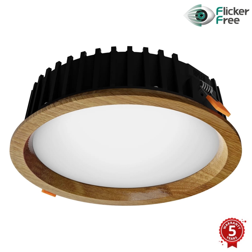 APLED - LED-Einbauleuchte RONDO WOODLINE LED/12W/230V 3000K d 20 cm Eiche Massivholz