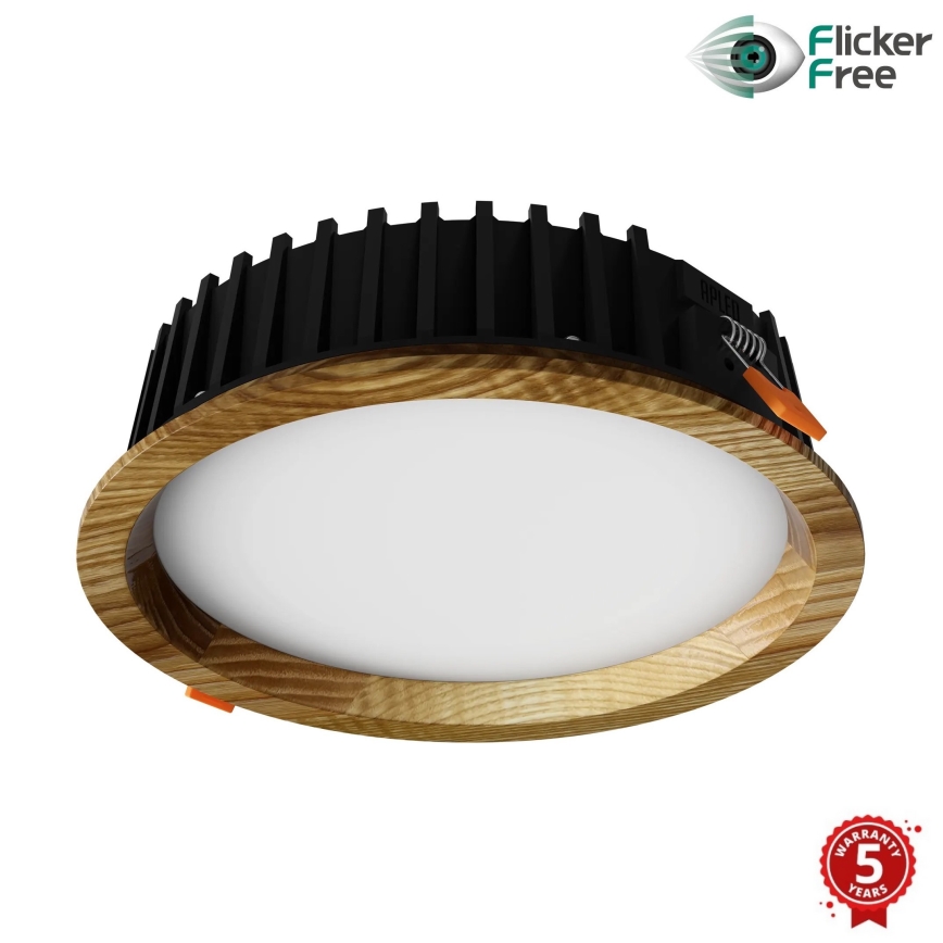 APLED - LED-Einbauleuchte RONDO WOODLINE LED/6W/230V 3000K d 15 cm Esche Massivholz