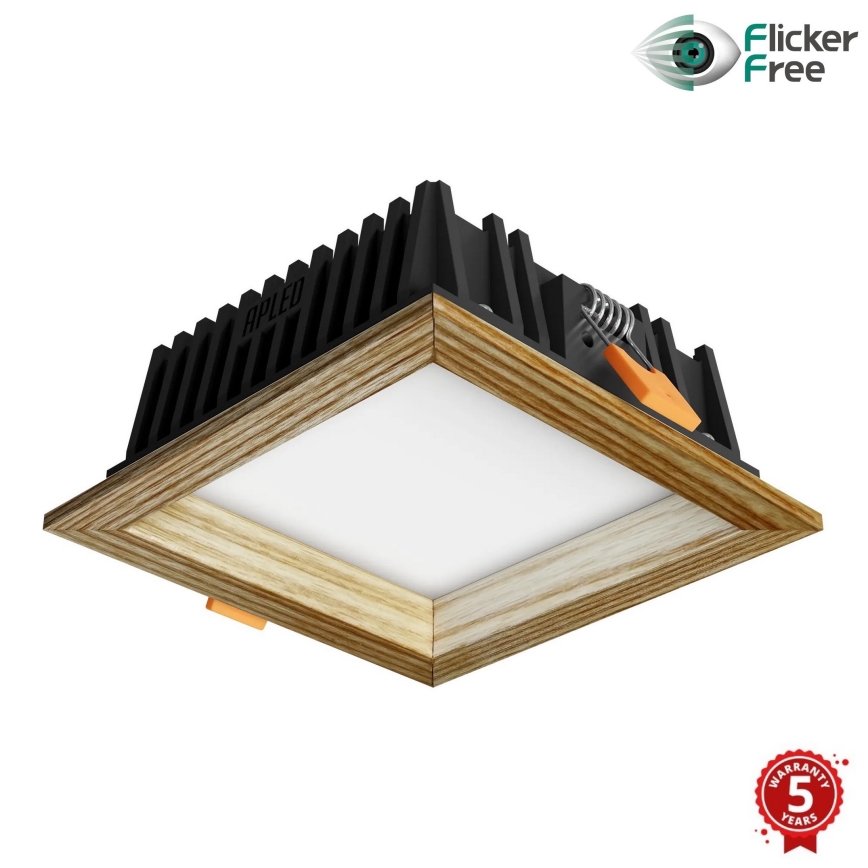 APLED - LED-Einbauleuchte SQUARE WOODLINE LED/6W/230V 3000K 12x12 cm Esche Massivholz