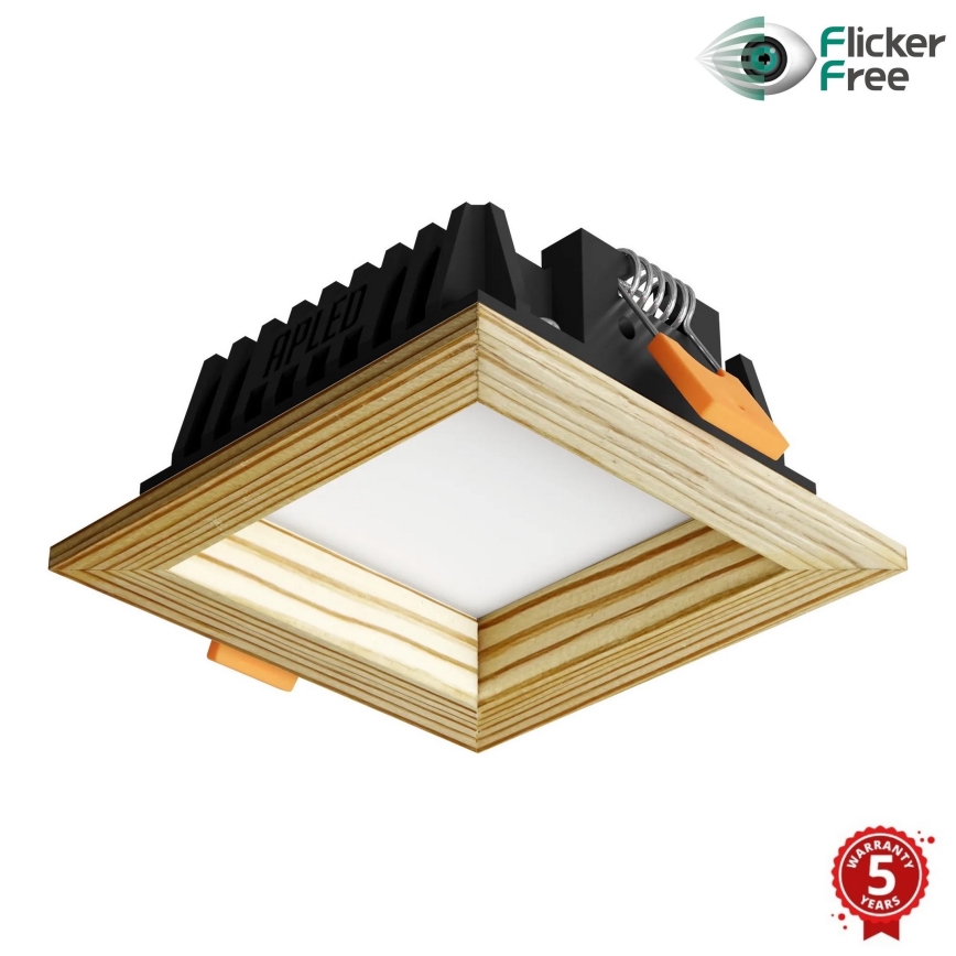 APLED - LED-Einbauleuchte SQUARE WOODLINE LED/6W/230V 3000K 12x12 cm Kiefer Massivholz