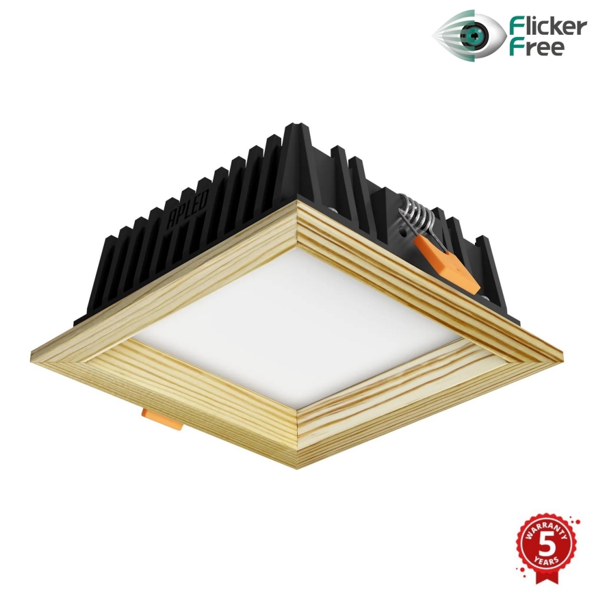 APLED - LED-Einbauleuchte SQUARE WOODLINE LED/6W/230V 4000K 12x12 cm Kiefer Massivholz