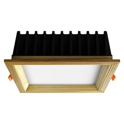 APLED - LED-Einbauleuchte SQUARE WOODLINE LED/12W/230V 3000K 17x17 cm Kiefer Massivholz