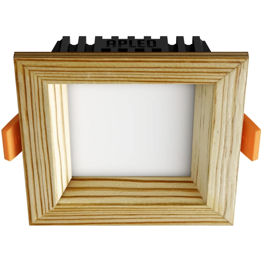 APLED - LED-Einbauleuchte SQUARE WOODLINE LED/3W/230V 3000K 9x9 cm Kiefer Massivholz