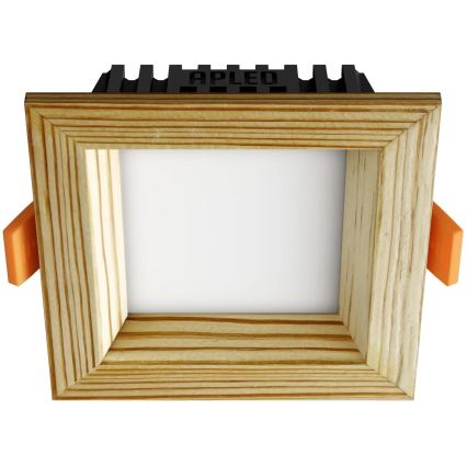 APLED - LED-Einbauleuchte SQUARE WOODLINE LED/3W/230V 4000K 9x9 cm Kiefer Massivholz