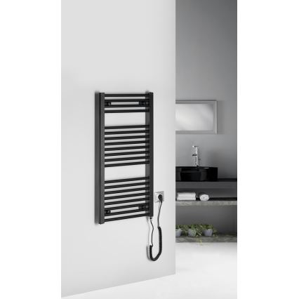 Aqualine - Badezimmer-Elektro-Heizkörper DIRECT-E 300W/230V 96 cm matt schwarz gerade