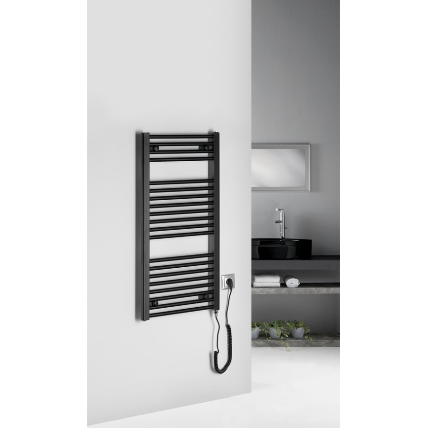 Aqualine - Badezimmer-Elektro-Heizkörper DIRECT-E 300W/230V 96 cm matt schwarz gerade