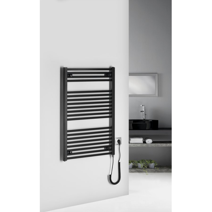 Aqualine - Badezimmer-Elektro-Heizkörper DIRECT-E 400W/230V 96 cm matt schwarz gerade