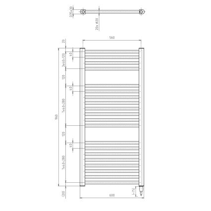 Aqualine - Badezimmer-Elektro-Heizkörper DIRECT-E 400W/230V 96 cm weiß gerade