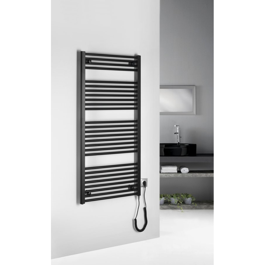 Aqualine - Badezimmer-Elektro-Heizkörper DIRECT-E 600W/230V 132 cm matt schwarz gerade