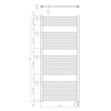 Aqualine - Badezimmer-Elektro-Heizkörper DIRECT-E 600W/230V 132 cm matt schwarz gerade