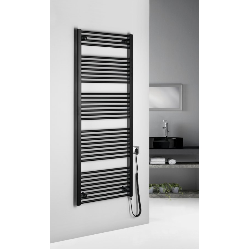 Aqualine - Badezimmer-Elektro-Heizkörper DIRECT-E 800W/230V 168 cm matt schwarz gerade