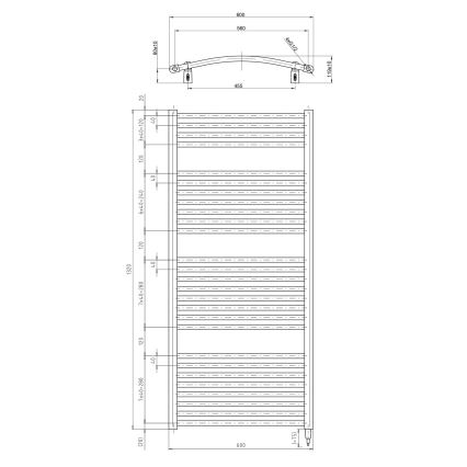 Aqualine - Badezimmer-Elektro-Heizkörper ORBIT-E 600W/230V 132 cm weiß rund