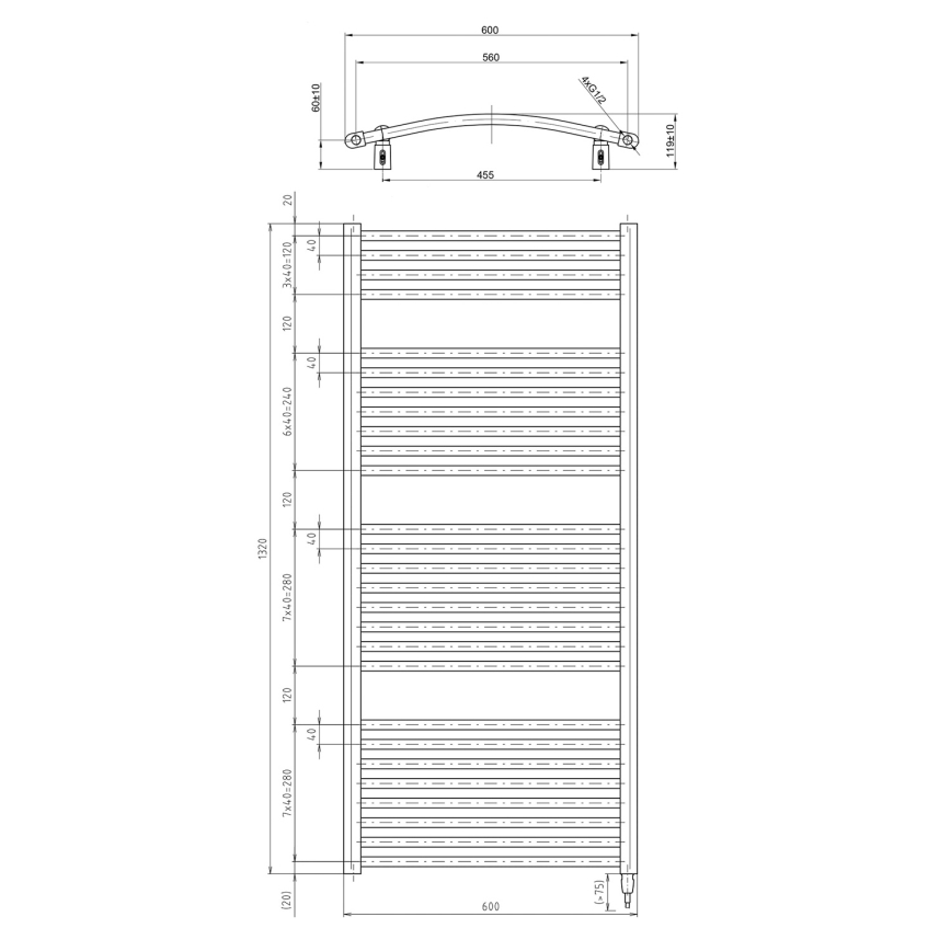 Aqualine - Badezimmer-Elektro-Heizkörper ORBIT-E 600W/230V 132 cm weiß rund