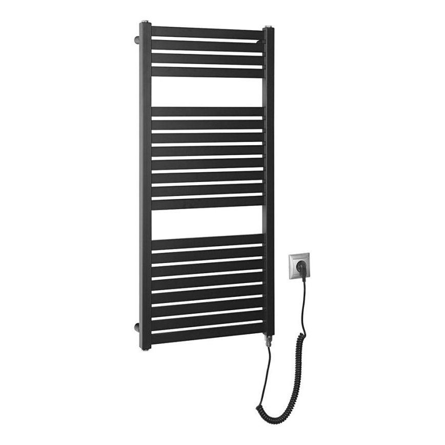 Aqualine - Badezimmer-Elektro-Heizkörper TONDI-E 300W/230V 97 cm matt schwarz gerade