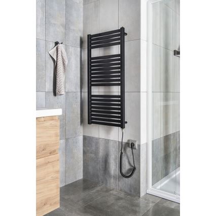 Aqualine - Badezimmer-Elektro-Heizkörper TONDI-E 300W/230V 97 cm matt schwarz gerade