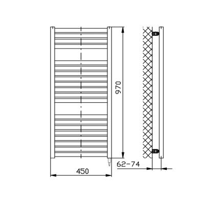 Aqualine - Badezimmer-Elektro-Heizkörper TONDI-E 300W/230V 97 cm weiß gerade