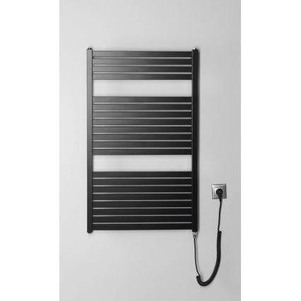 Aqualine - Badezimmer-Elektro-Heizkörper TONDI-E 400W/230V 97 cm matt schwarz gerade