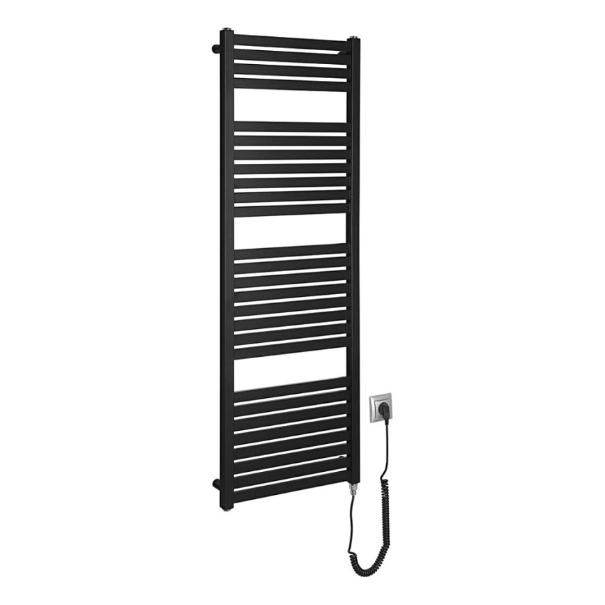 Aqualine - Badezimmer-Elektro-Heizkörper TONDI-E 500W/230V 133 cm matt schwarz gerade