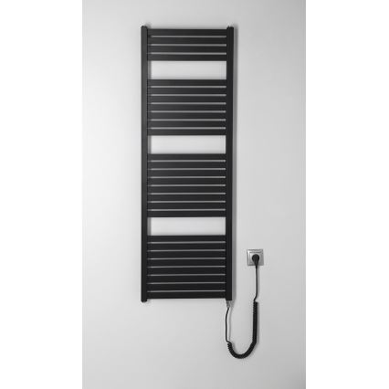 Aqualine - Badezimmer-Elektro-Heizkörper TONDI-E 500W/230V 133 cm matt schwarz gerade