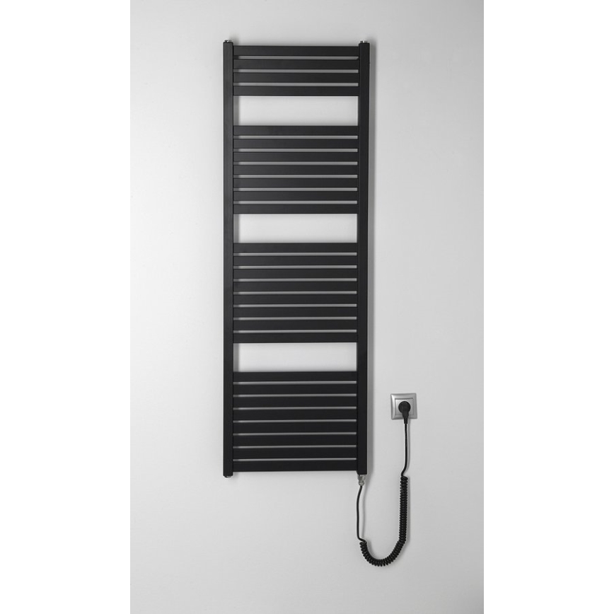 Aqualine - Badezimmer-Elektro-Heizkörper TONDI-E 500W/230V 133 cm matt schwarz gerade