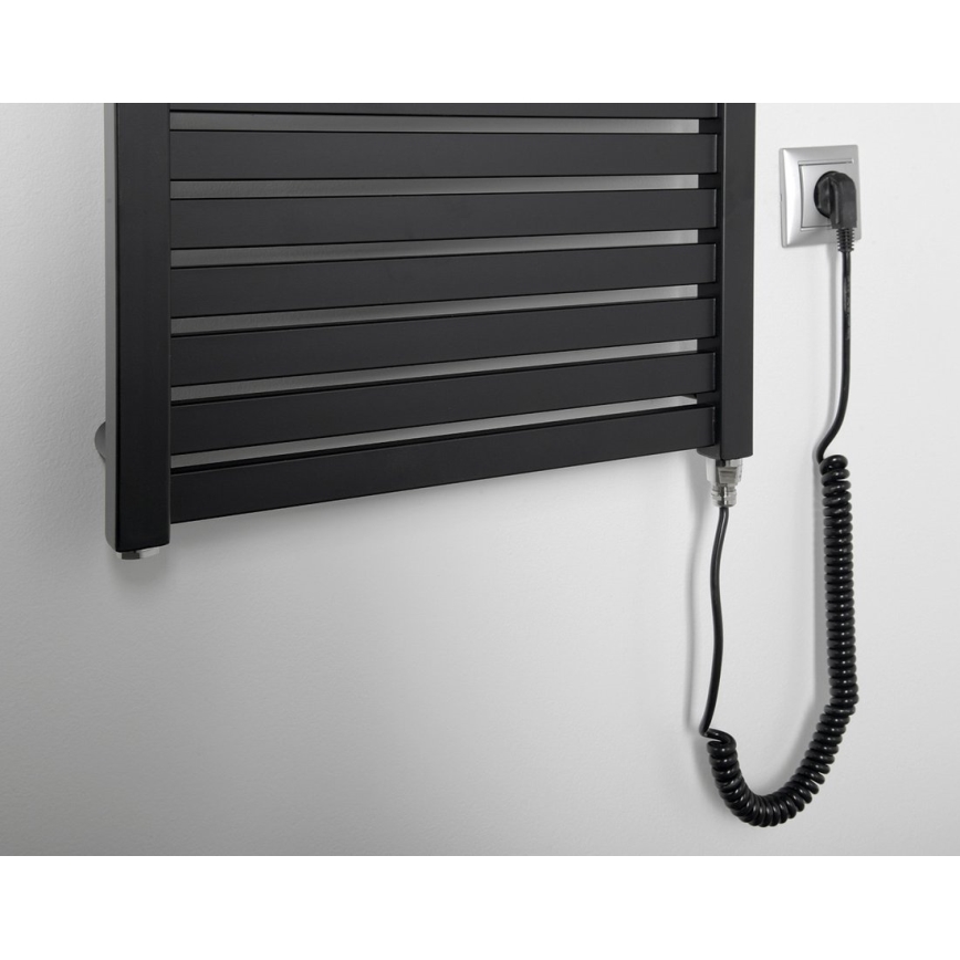 Aqualine - Badezimmer-Elektro-Heizkörper TONDI-E 500W/230V 133 cm matt schwarz gerade