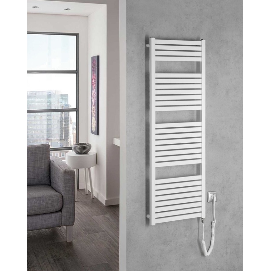 Aqualine - Badezimmer-Elektro-Heizkörper TONDI-E 500W/230V 133 cm weiß gerade