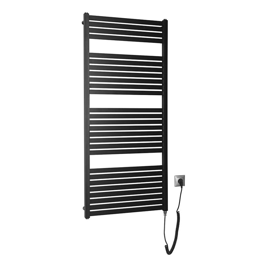 Aqualine - Badezimmer-Elektro-Heizkörper TONDI-E 600W/230V 133 cm matt schwarz gerade