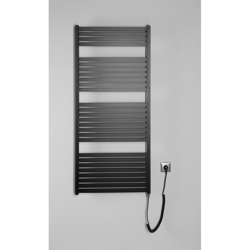 Aqualine - Badezimmer-Elektro-Heizkörper TONDI-E 600W/230V 133 cm matt schwarz gerade