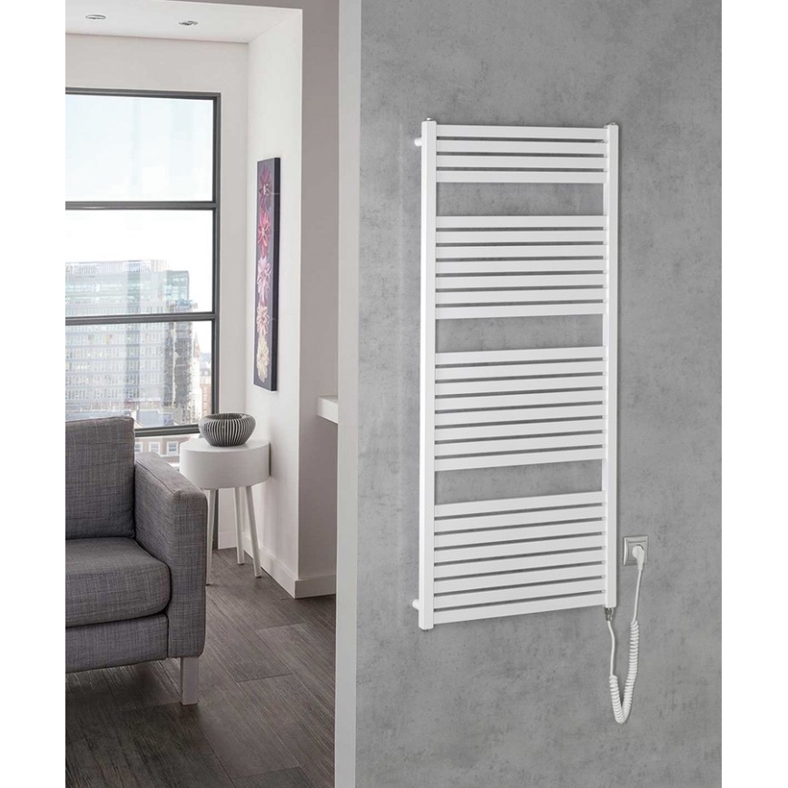 Aqualine - Badezimmer-Elektro-Heizkörper TONDI-E 600W/230V 133 cm weiß gerade
