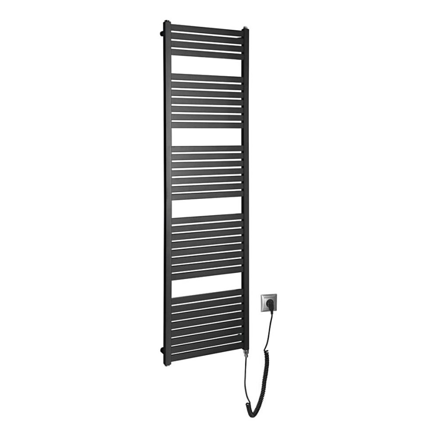 Aqualine - Badezimmer-Elektro-Heizkörper TONDI-E 600W/230V 169 cm matt schwarz gerade