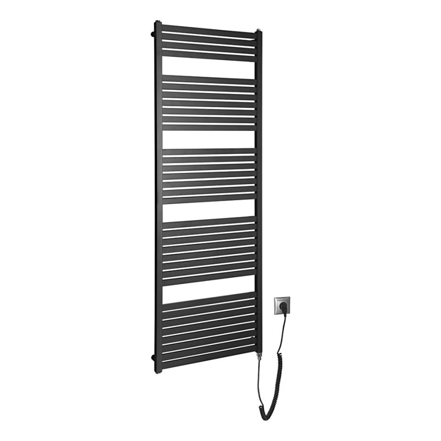 Aqualine - Badezimmer-Elektro-Heizkörper TONDI-E 800W/230V 169 cm matt schwarz gerade