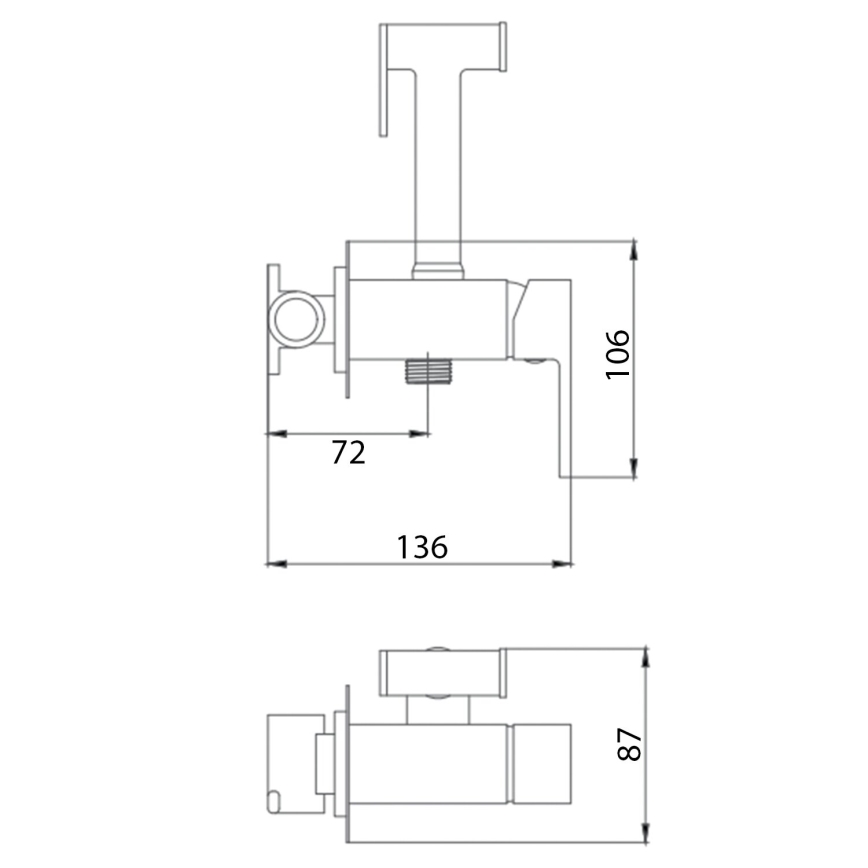 Aqualine - Bidetarmatur mit Brause für Unterputzmontage glänzendes Chrom