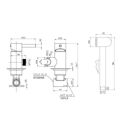 Aqualine - Bidetarmatur mit Brause für Unterputzmontage matt schwarz