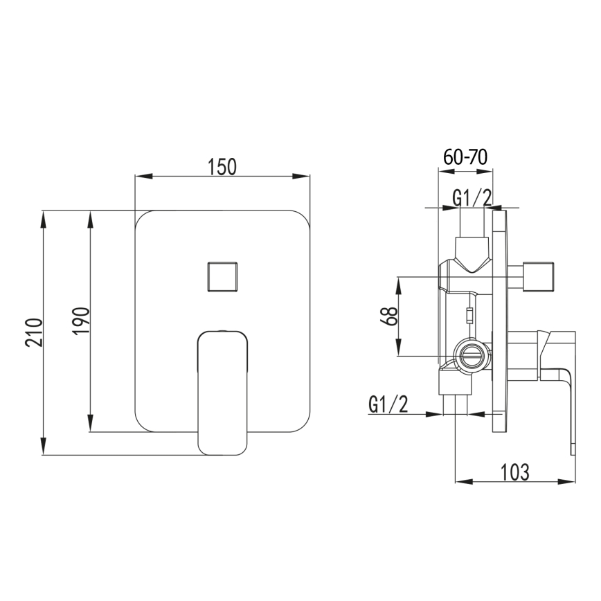 Aqualine - Duscharmatur für Unterputz-Einbau FACTOR glänzendes Chrom